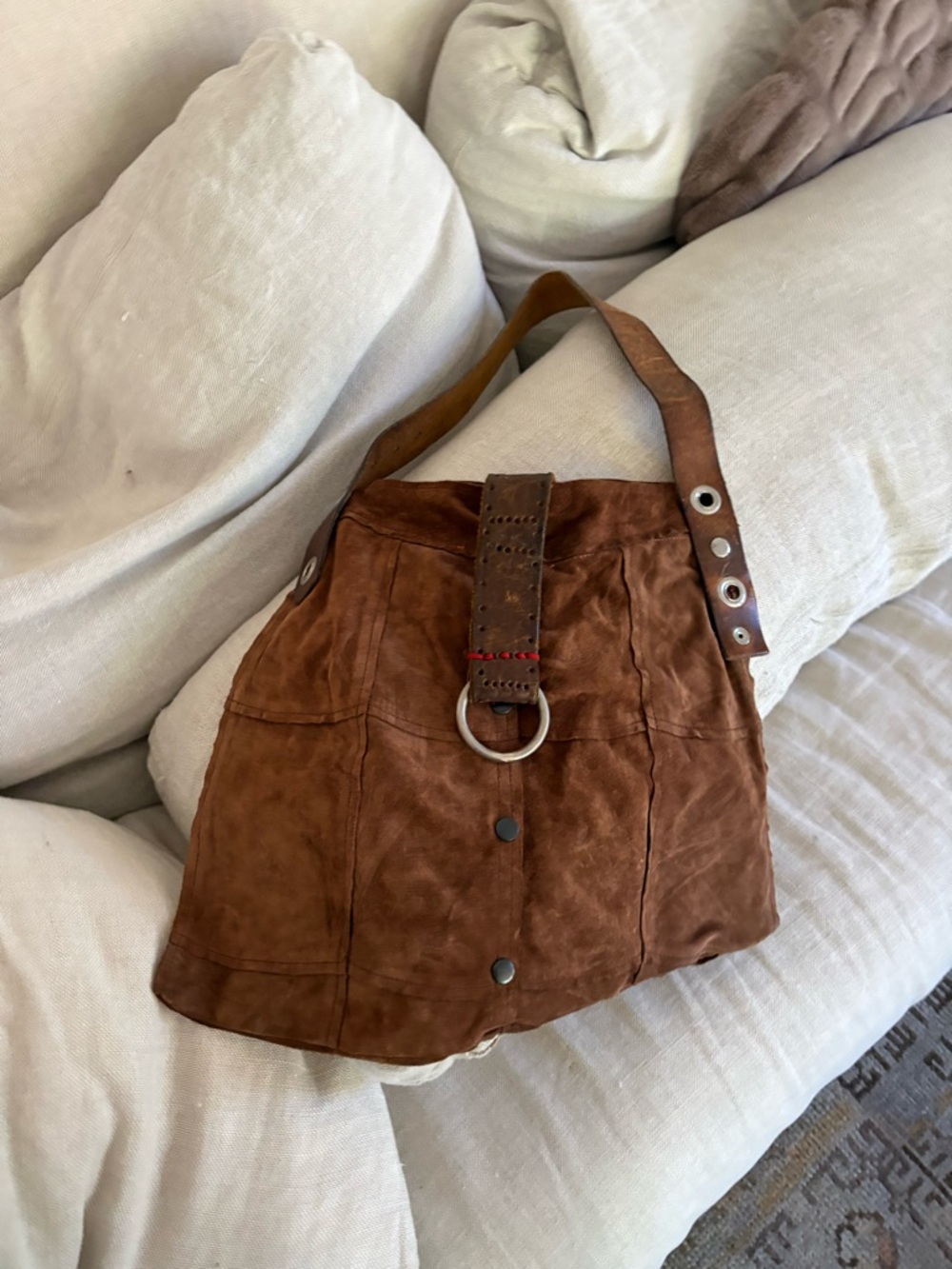 Suede Shoulder Bag Brown